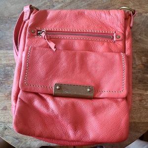 Leather Crossbody Bag, Coral